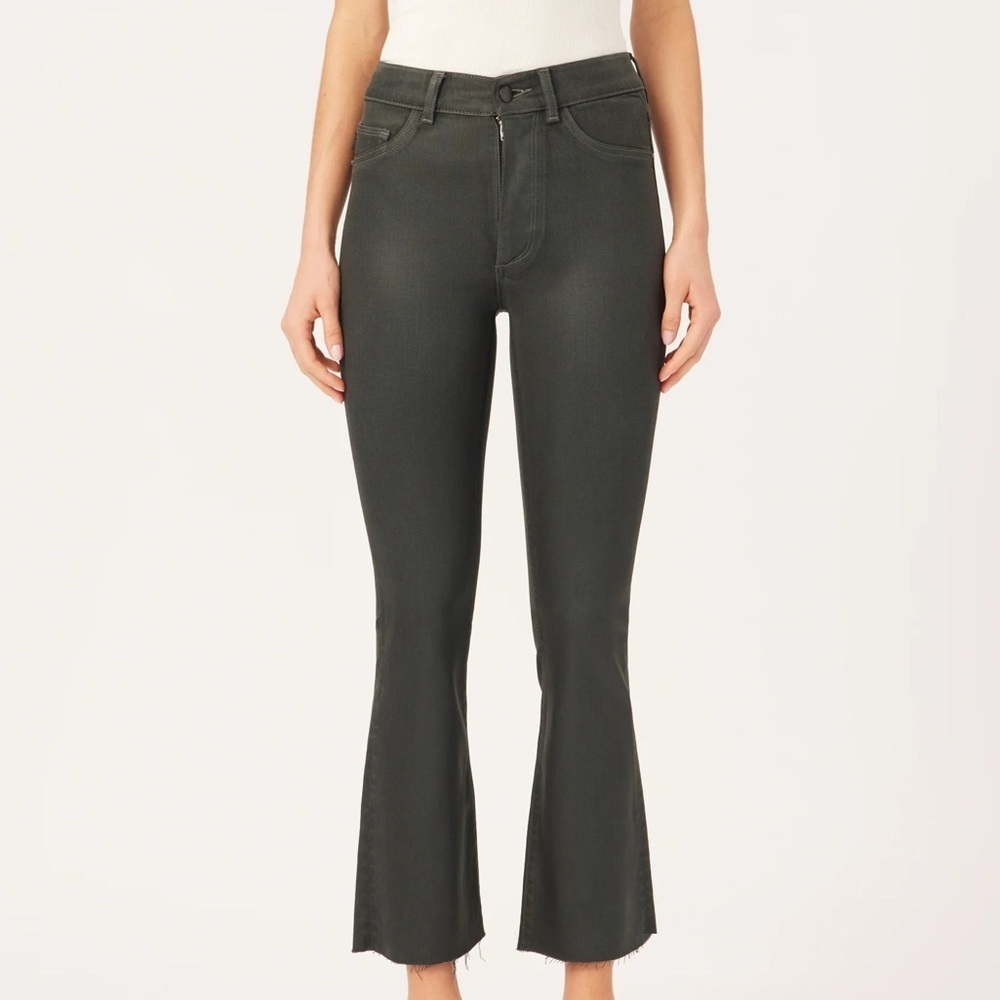 DL1961 Bridget Boot Deep Pine High Rise Instasculpt™ Coated Crop Jeans
